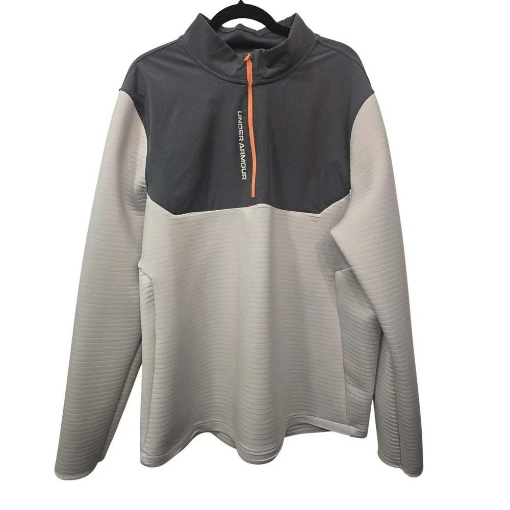 Under Armour Golf XXL 2XL Charcoal White Orange 1/2 Zip Golfcore Sportcore Gym